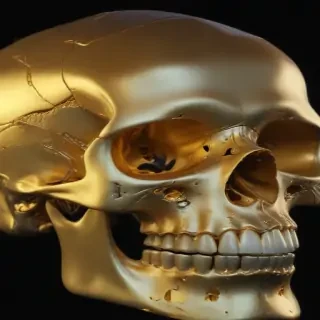 transparent gold skull