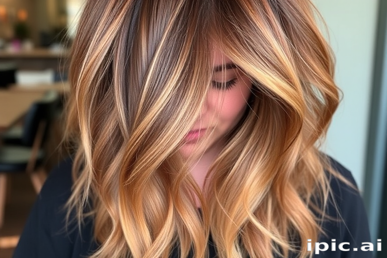 Earthy chestnut brown hair in the "Autumn Whisper" style showcases soft layers and warm balayage highlights