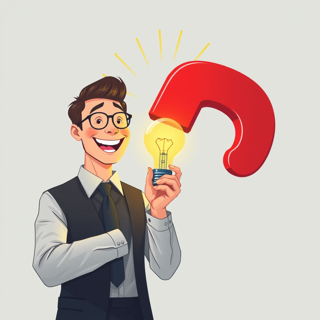 Create a high-resolution vector-style illustration of a cheerful businessman holding a light bulb with energy rays emanating from it, while a large red magnet with hands pulls energy towards it, using a Canon EOS R5 camera, 50mm lens, f/1.8 aperture, 1/250s shutter speed, in soft, diffused lighting to enhance clarity and color vibrancy.