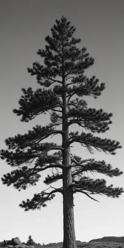 black and white pine tree clipart