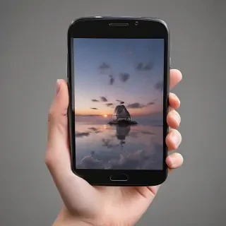 hand holding phone png