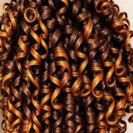 Luscious chocolate brown curls adorned with golden honey highlights, Ambrosia's hair exudes warmth and richness, with voluminous ringlets cascading down in a luxurious tumble of natural texture