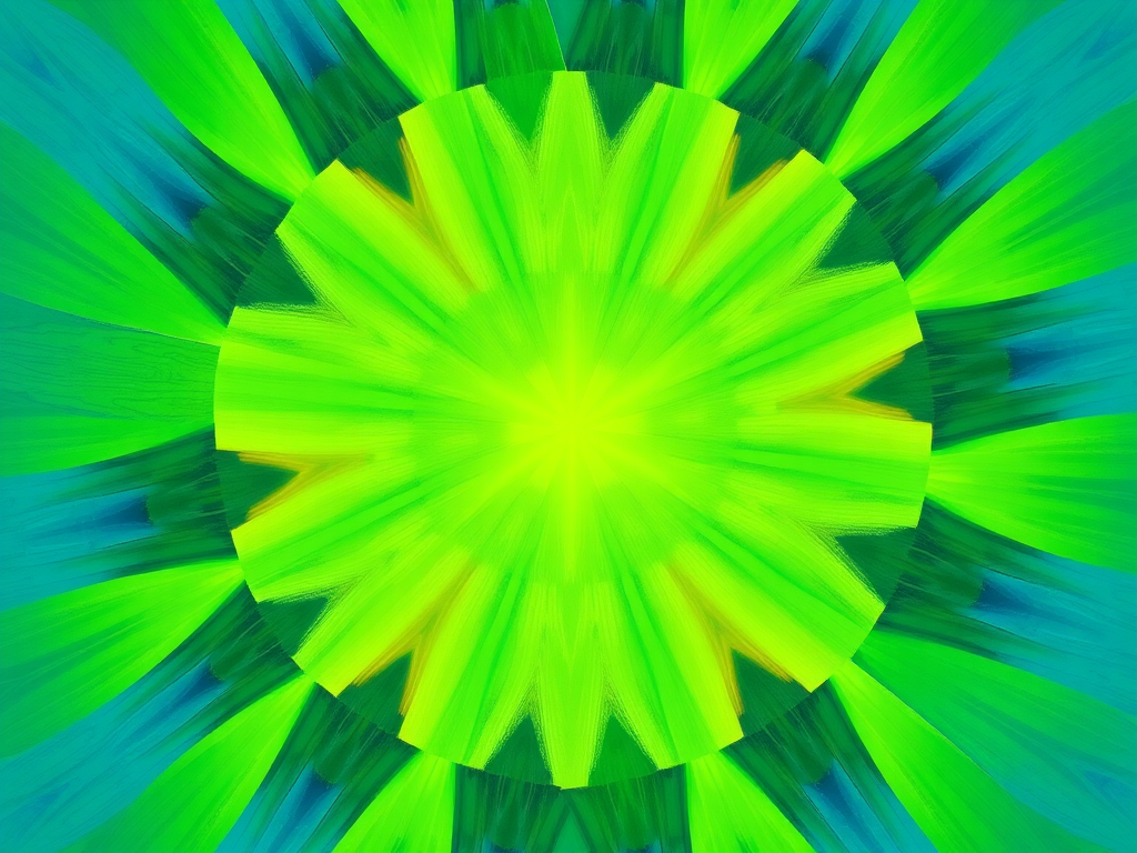 Create a high-resolution abstract geometric pattern with vibrant shades of green and blue, using a Canon EOS R5 with a 35mm f/1.4 lens, aperture f/8, ISO 100, and a shot from a slightly elevated angle to enhance depth and clarity.