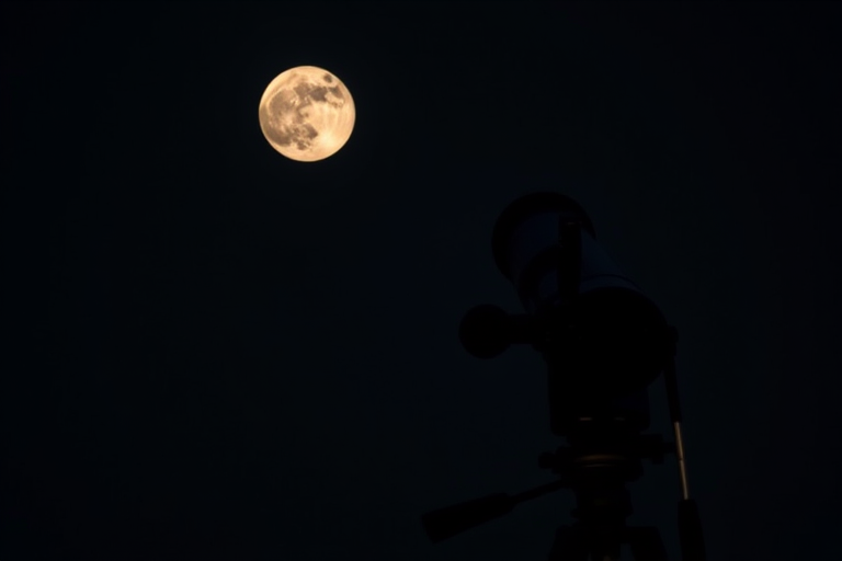 Capture a high-resolution image of the moon with a focal length of 300mm, aperture set to f/8, ISO 100, using a telescope mounted on a sturdy tripod, ensuring a clear night sky view with minimal atmospheric distortion.