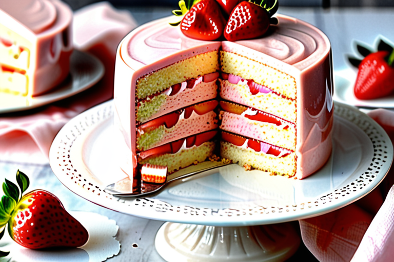cake with strawberry mousse filling
