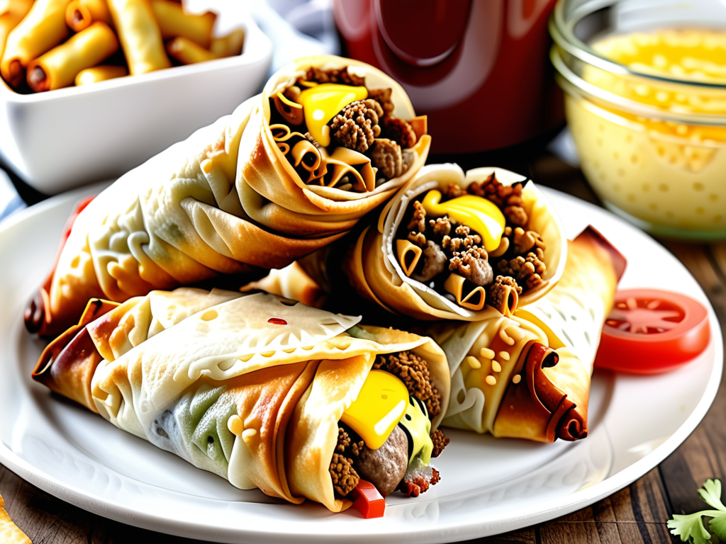 cheeseburger egg rolls air fryer