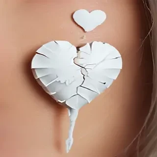white broken heart