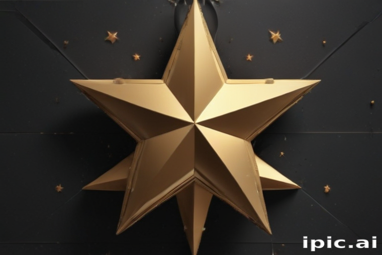 Shining Golden Star Against a Dark Background with Twinkling Stars