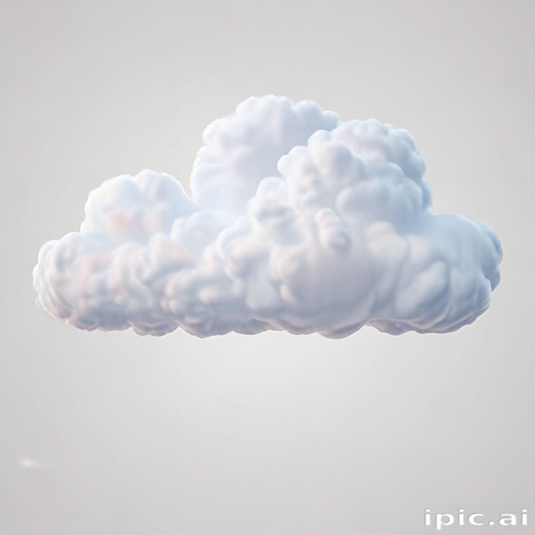 Fluffy White Cloud Floating Gently Against a Soft Gray Background Sky.