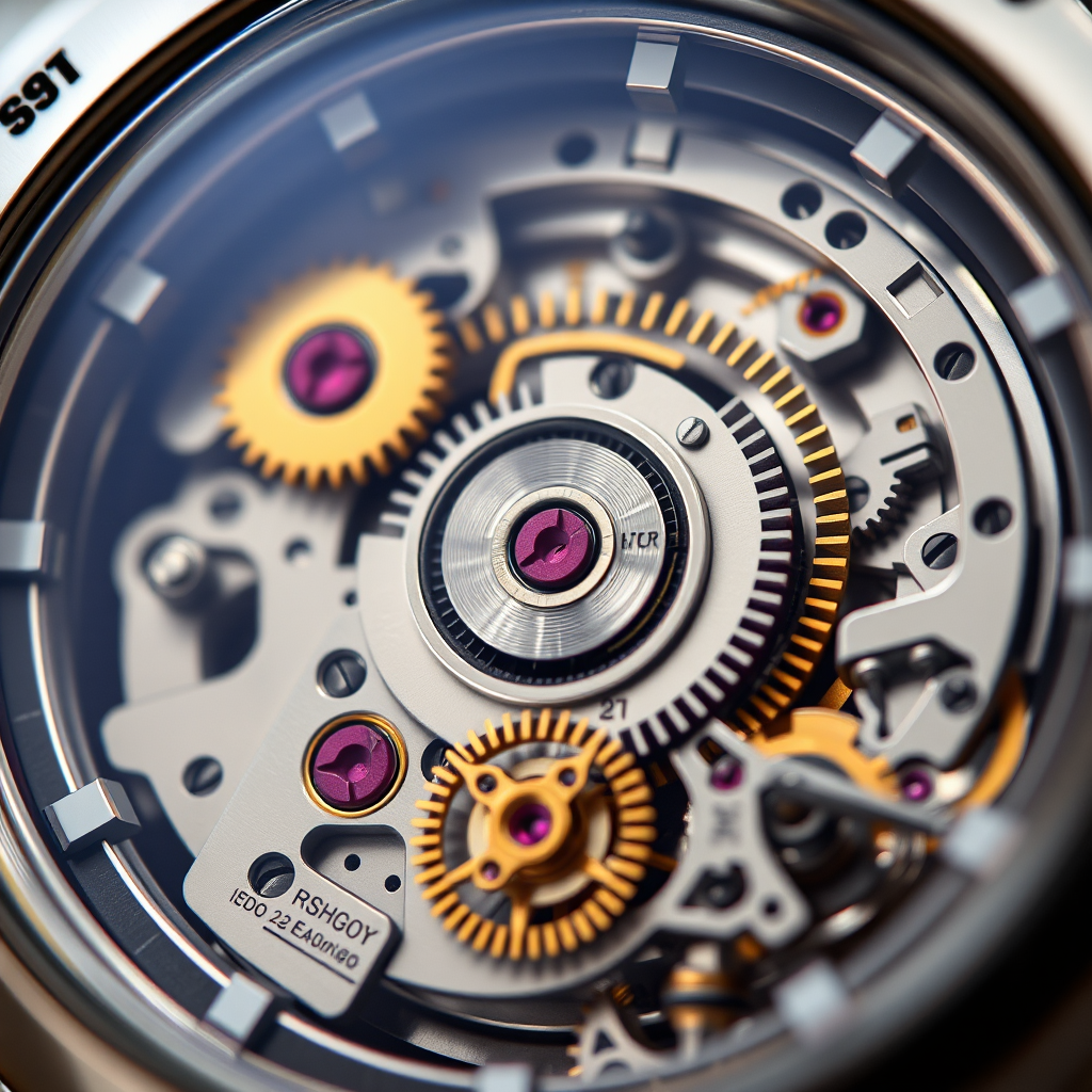 Close-up shot of an intricate mechanical watch showing detailed gears and movements, f-stop 2.8, shutter speed 1/125s, ISO 100, macro lens, soft lighting, high-definition.