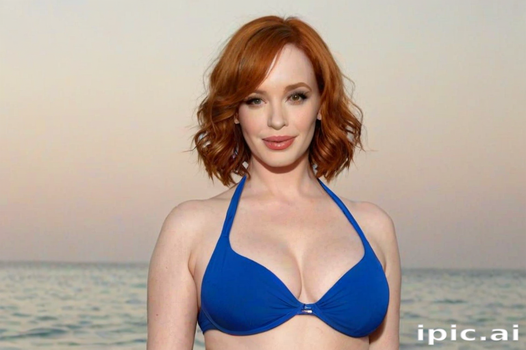 christina hendricks blue bikini