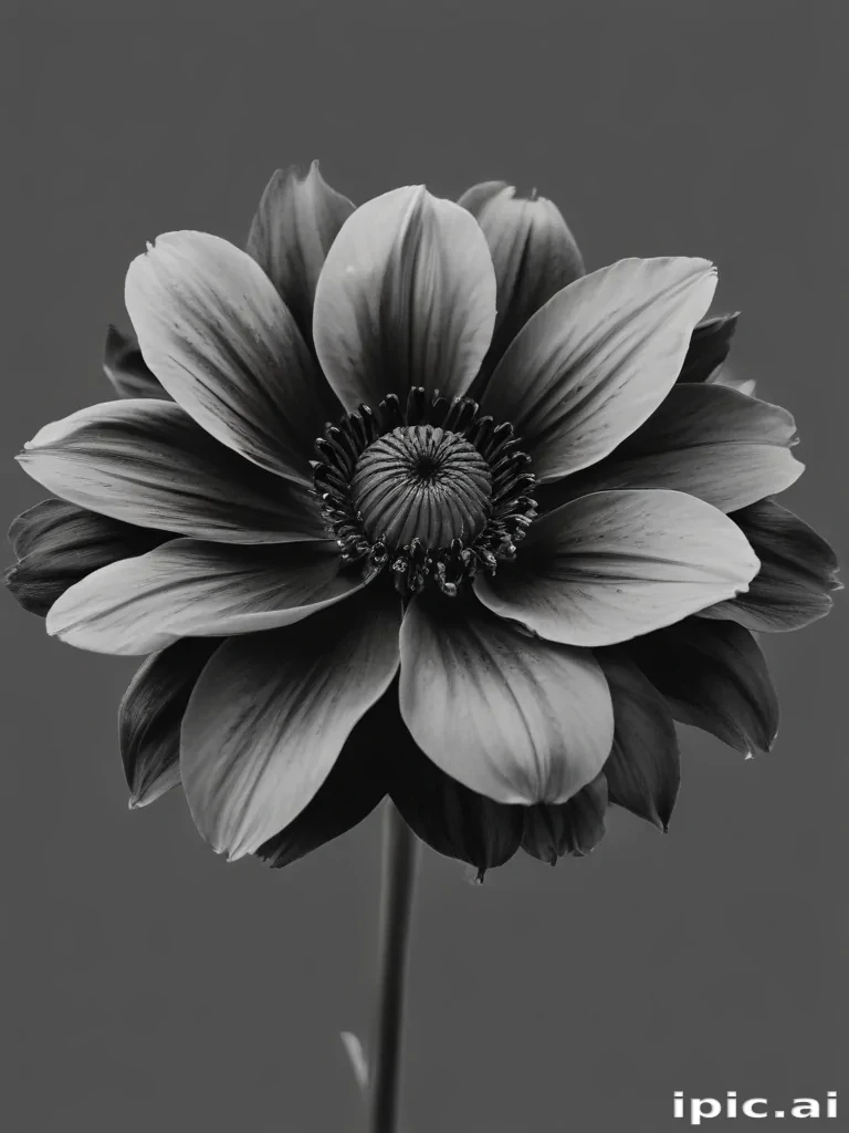 black and white flower png