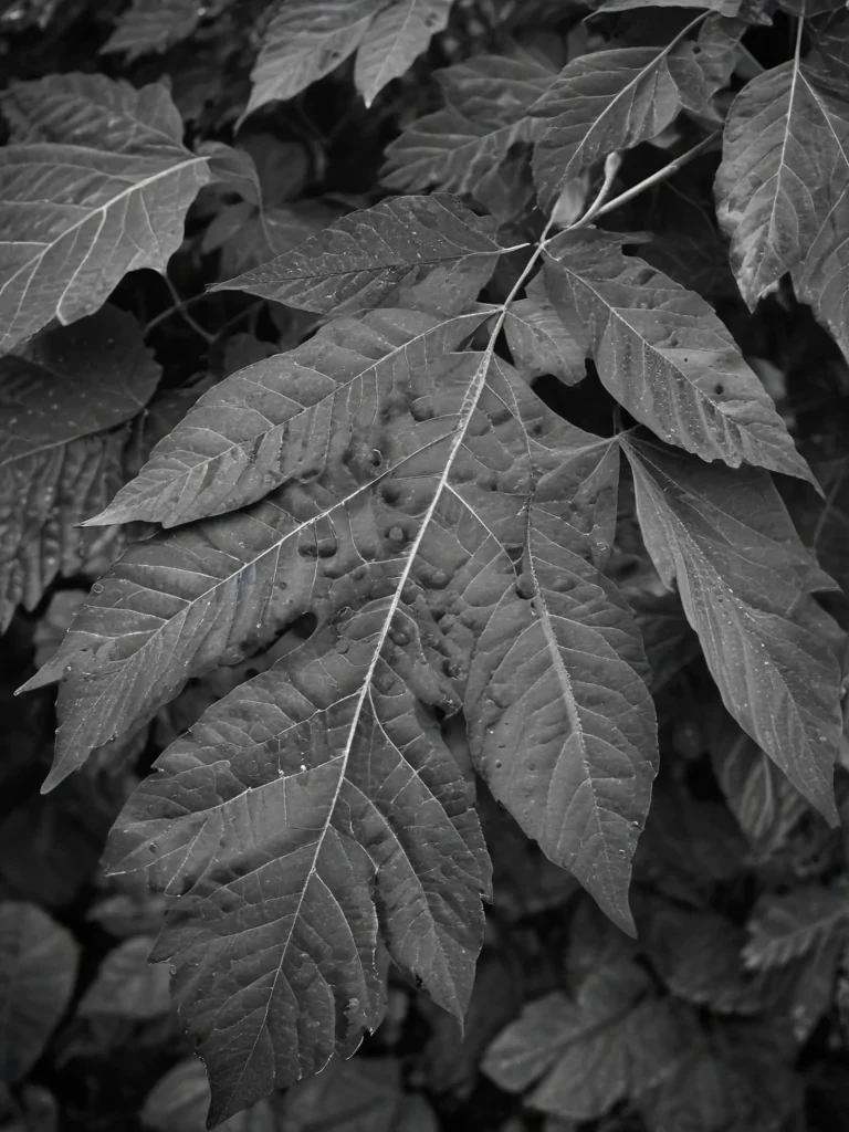 leaves black and white