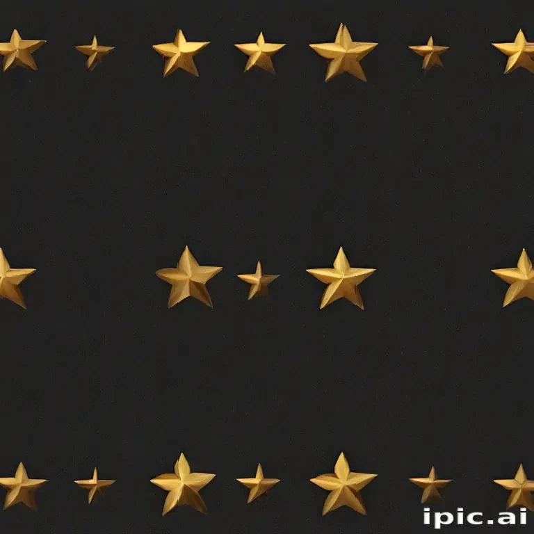 Elegant Arrangement of Golden Stars on a Deep Black Background