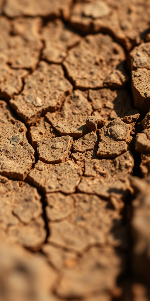high-resolution close-up of cracked earth texture with rich brown tones, ISO 100, f/8, 1/200s, macro lens, DSLR camera, natural lighting