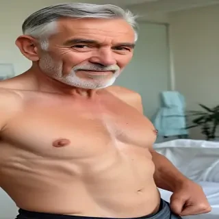 shirtless old men