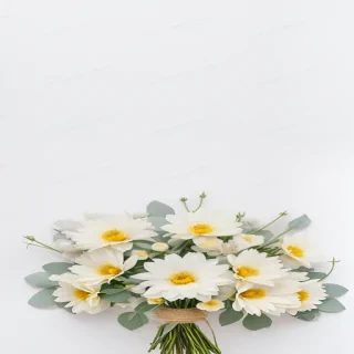 white background with flowers