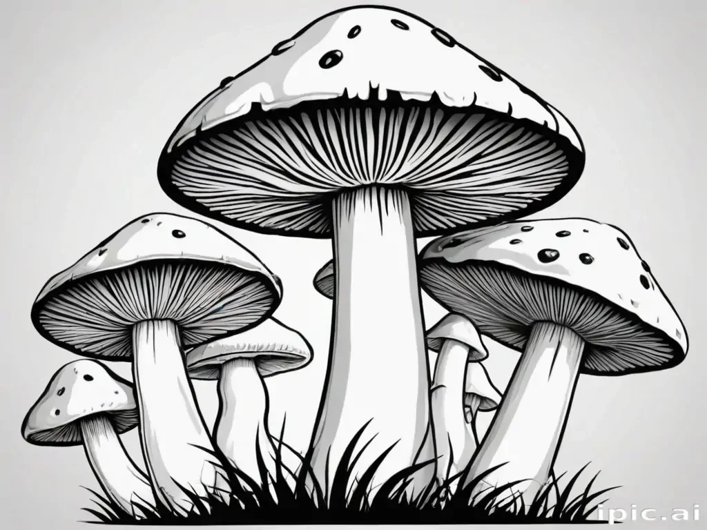 mushroom clipart black and white