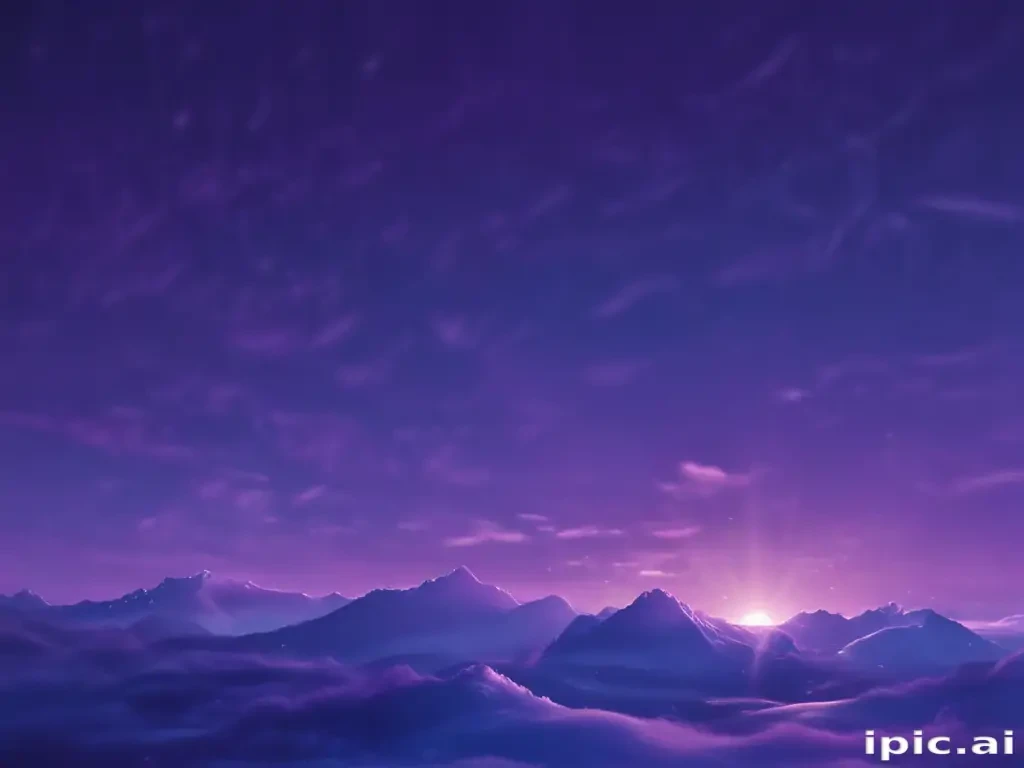 Majestic Mountain Landscape Under a Vibrant Purple Sky at Sunrise