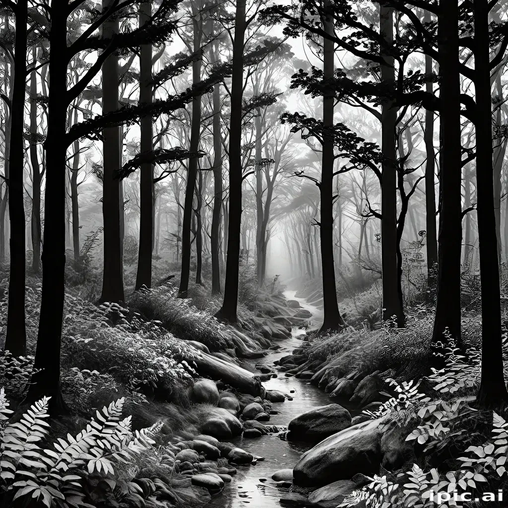 forest clipart black and white