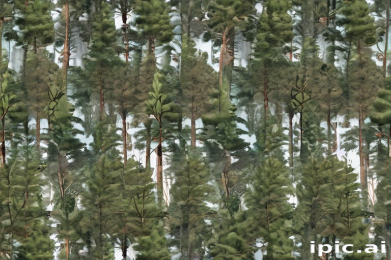 Lush Green Forest Pattern with Tall Pine Trees and Natural Beauty