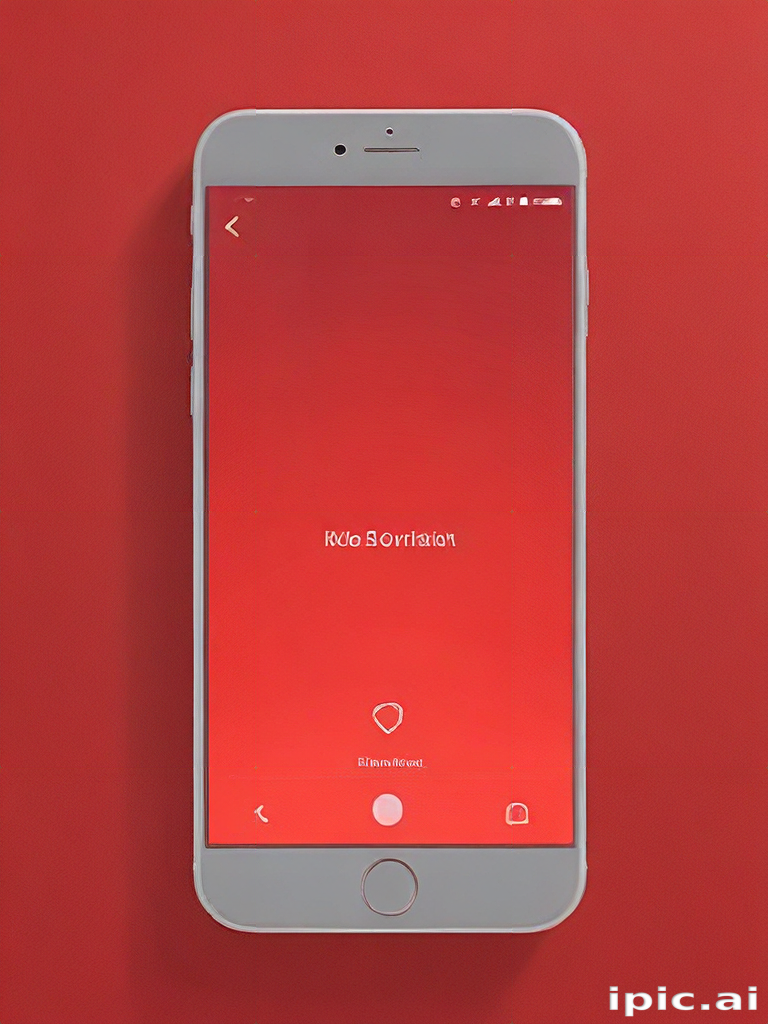 Smartphone Displaying a Vibrant Red Background with Minimalist ...