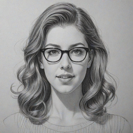Ravishing Eden Sher, pencil sketch, portrait of Dazzling woman 1961s in glasses, hair style beatnik, outline, clear lines, fine lines, 8k