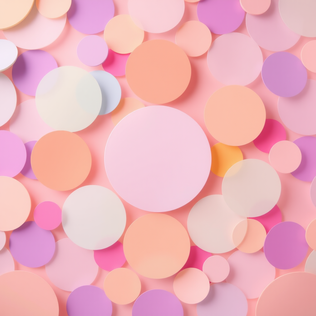 colorful abstract circles pattern with a soft pastel palette, high-resolution, 50mm lens, f/2.8 aperture, ISO 100, top-down view, digital camera, vibrant lighting, smooth bokeh effect