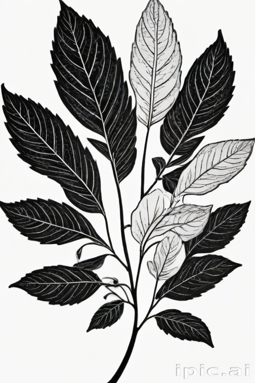 black and white leaf clip art