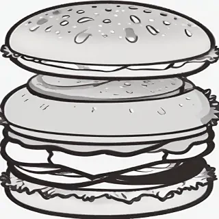 hamburger clipart black and white