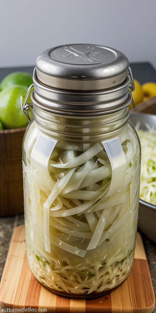 homemade sauerkraut in a crock