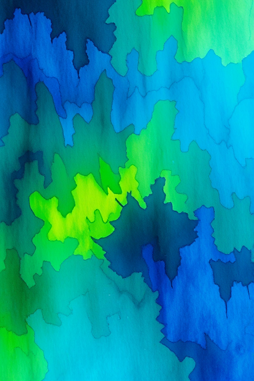 Generate a vibrant abstract background with deep blues and greens, resembling a watercolor painting, captured using a Canon EOS R5 with an 85mm f/1.4 lens, ISO 100, aperture f/4, and a wide-angle view to enhance texture and depth.
