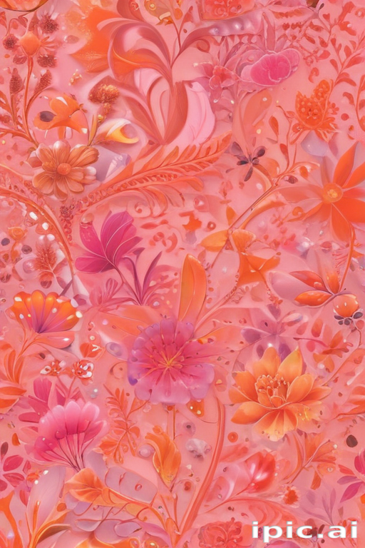 Vibrant Floral Patterns in Shades of Pink and Orange Blossoming Elegantly