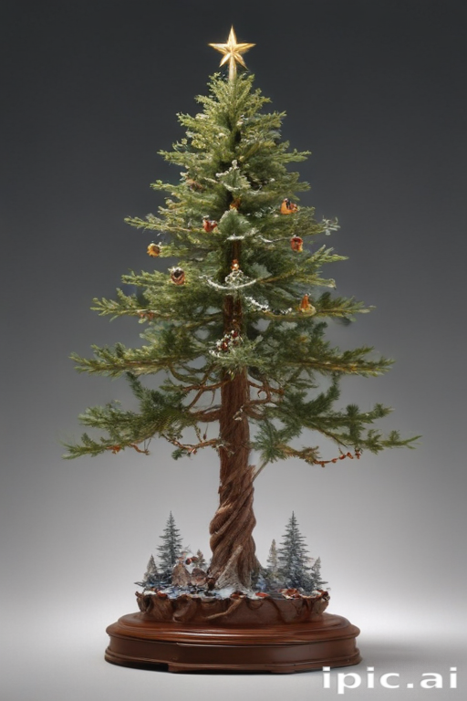 Beautifully Decorated Christmas Tree with Star and Colorful Ornaments