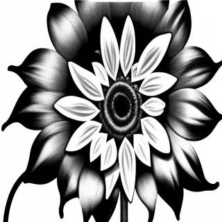 clip art sunflower black and white