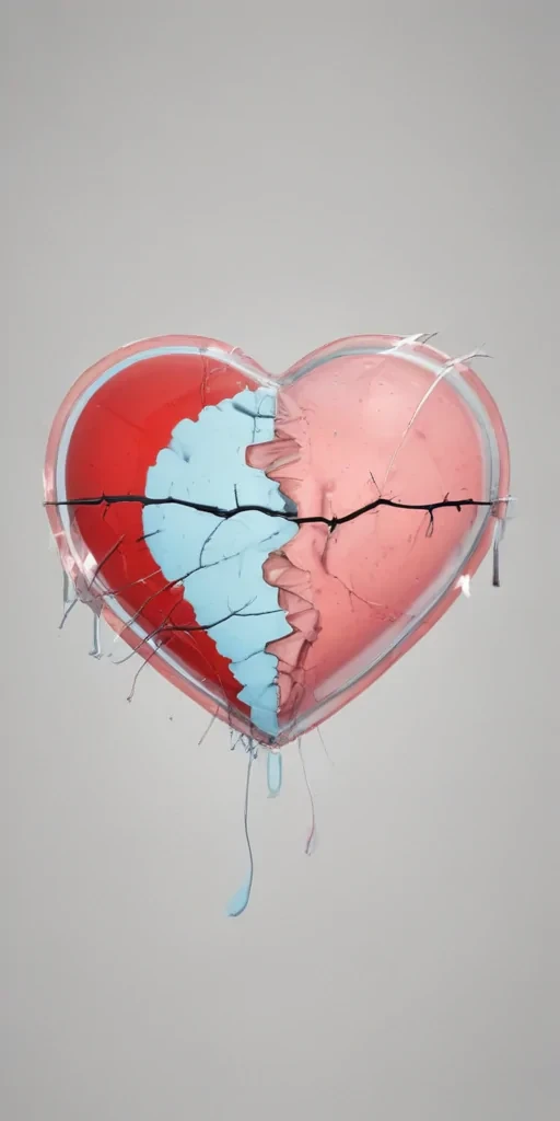 Fragmented Heart Symbolizing Love's Pain and Healing Journey Together