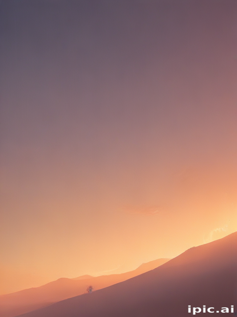 Serene Sunset over Rolling Hills with a Single Tree Silhouette