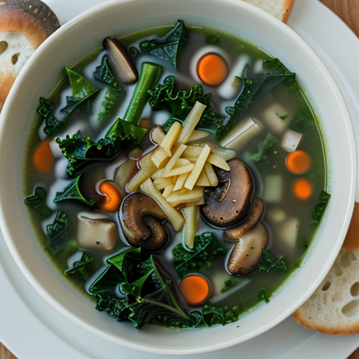 soup with kale and mushrooms
