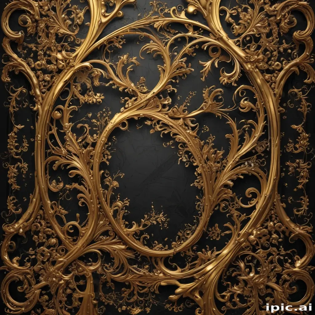 Intericut Gold Pattern Intricate Gold Floral Patterns on a Dark Elegant Background Design