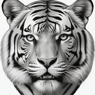 tiger clipart black and white