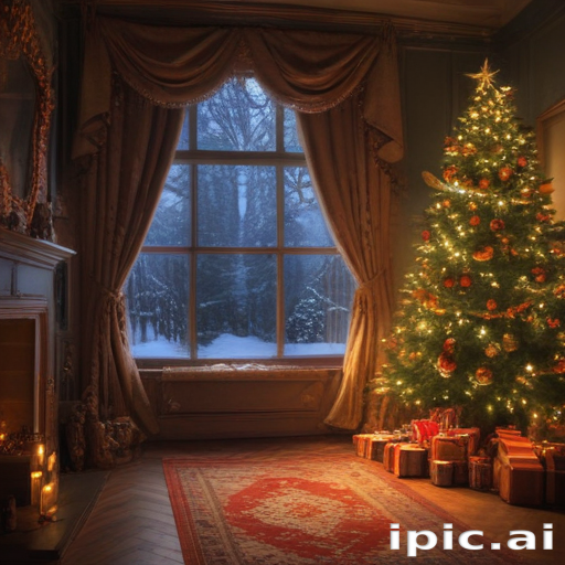 Cozy Winter Scene Featuring a Christmas Tree and Snowy Landscape Outside