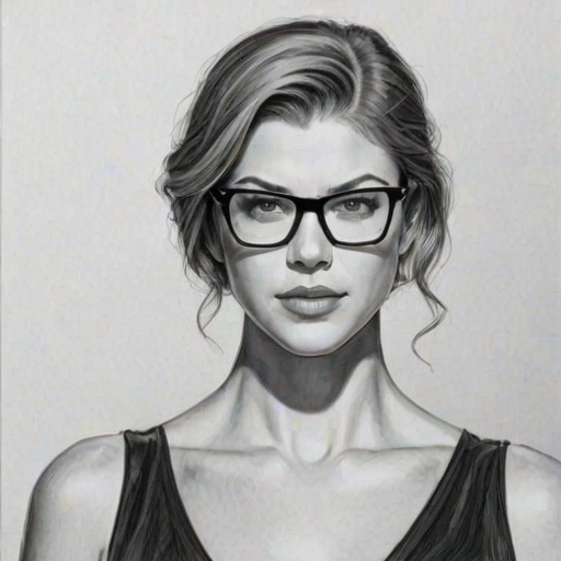 Sublime Adrianne Palicki, pencil sketch, portrait of Attractive woman 1922s in glasses, hair style beatnik, outline, clear lines, fine lines, 8k