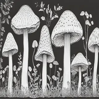 mushroom line art