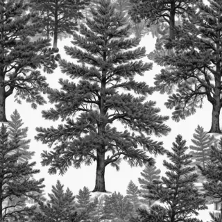 black and white pine tree clipart