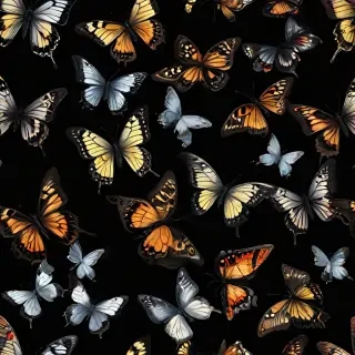 butterflies in black background