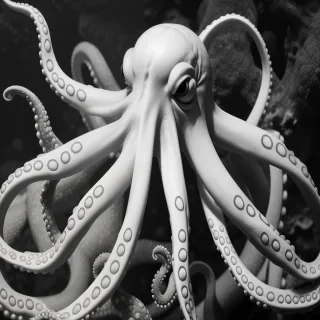 octopus black and white