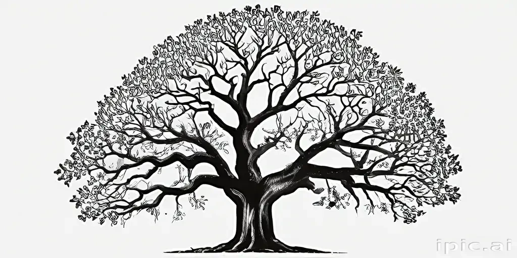 oak tree clipart black and white