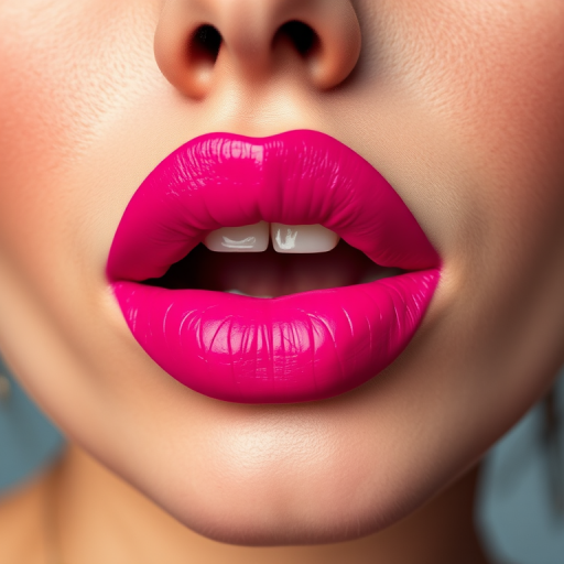 Vivid magenta woman lips with ultra-matte finish, making a bold statement and exuding confidence