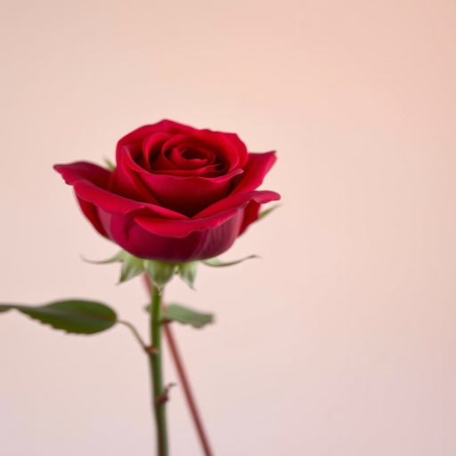 Close-up shot of a blooming red rose against a soft gradient background, using a Canon EOS 5D Mark IV with a 50mm f/1.8 lens at f/2.8, 1/200s, ISO 100, natural lighting to enhance detail and color vibrancy.