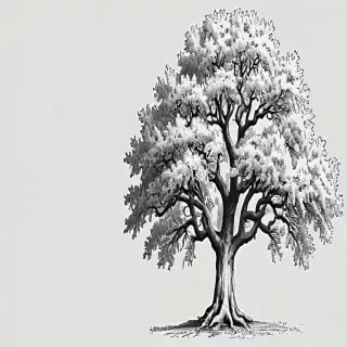 oak tree clipart black and white